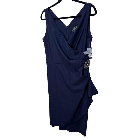 Alex Evenings Contour Collection Side Ruched Cocktail Dress - Navy Size 12
